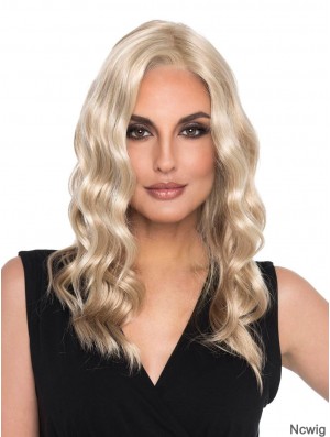 Curly Blonde Without Bangs 16 inch Mono Top Wig