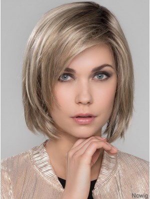 Platinum Blonde With Bangs Straight 10 inch Chin Length Mono Wigs