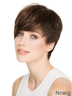 4 inch Fashionable Straight Boycuts Brown Short Wigs