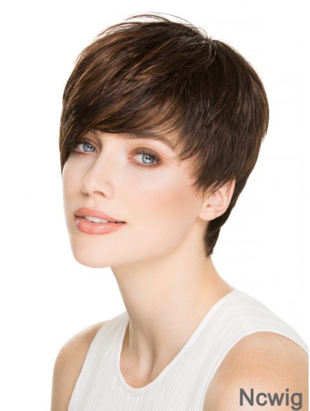 4 inch Fashionable Straight Boycuts Brown Short Wigs