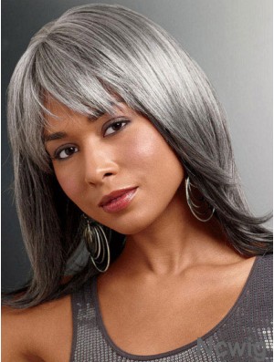 Wigs For The Older Lady UK With Lace Front Straight Style Grey Cut