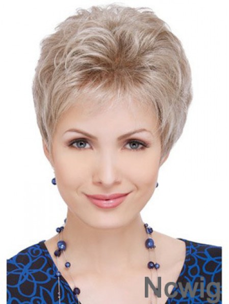 Wigs For Elderly Lady With Capless Wavy Style Short Length