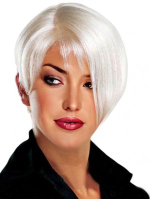 Durable Short Straight Grey Lace Front Wigs