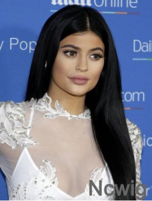 Kylie Jenner Wigs With Lace Front Black Color Long Length