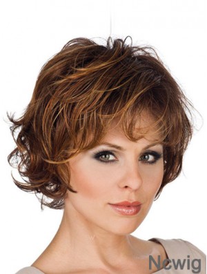 Synthetic Lace Front Wigs Layered Cut Wavy Style Short Length