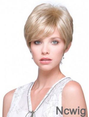 Incredible Blonde Short Straight Boycuts Monofilament Wigs