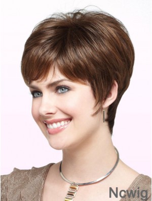 Fabulous Auburn Cropped Straight Boycuts Monofilament Wigs