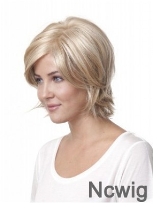 10 inch Blonde Chin Length Layered Straight Discount Lace Wigs