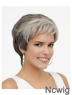 Synthetic Natural Short Wavy Grey Wigs