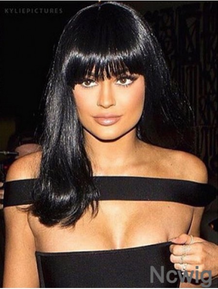 Style 14 inch Long Straight With Bangs Lace Front Kylie Jenner Wigs