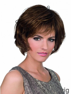 Bobs Lace Front Chin Length Synthetic Brown Monofilament Parting Wigs