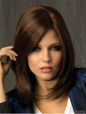 Brown Synthetic Shoulder Layered Straight Monofilament Wig Bases