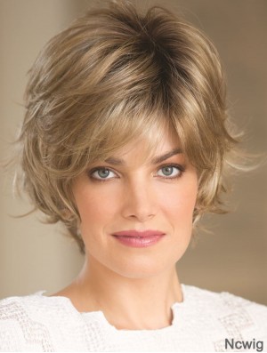 Blonde 8 inch High Quality Short Wavy Layered Lace Wigs