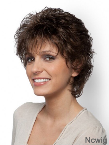Short Curly Classic Brown Exquisite 100% Hand-tied Wigs