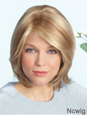 Layered Blonde Straight Shoulder Length 14 inch Ideal Medium Wigs