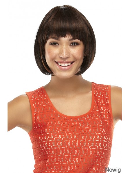 Lace Front Chin Length Straight Brown Trendy Bob Wigs