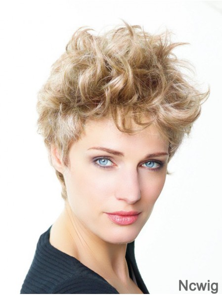 Curly Boycuts Short Blonde Trendy Lace Front Wigs