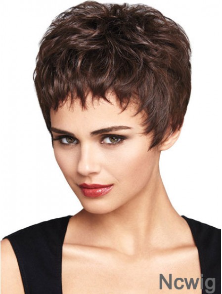 Natural Auburn Cropped Wavy Boycuts Lace Front Wigs