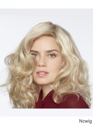 Synthetic Blonde Curly 100% Hand Tied Long Mono Curly Wigs
