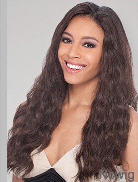 Brown Long Perfect Wavy Without Bangs Lace Wigs