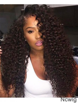 Curly Remy Human Hair 20 inch Without Bangs Black 360 Lace Wigs