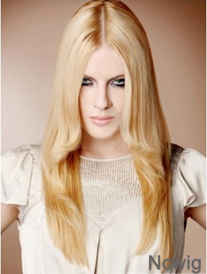 22 inch Straight Blonde 100% Hand Tied Synthetic Mono Cap Wigs