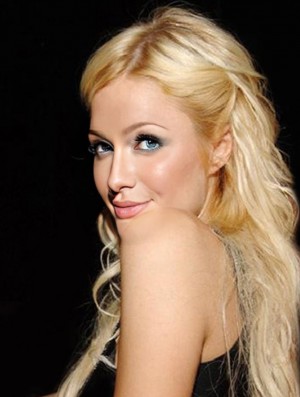 100% Hand-tied Long Straight Without Bangs Blonde Convenient Paris Hilton Wigs