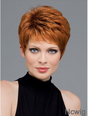 Good Auburn Cropped Wavy Boycuts Monofilament Wigs