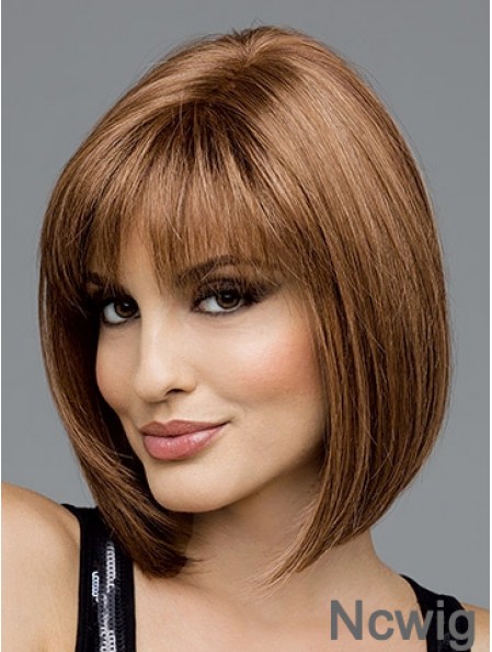 Brown Chin Length Straight Bobs 100% Hand-tied Wig Sale 