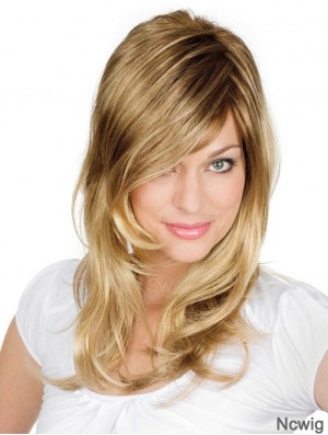Online Blonde Wavy With Bangs Monofilament Long Wigs