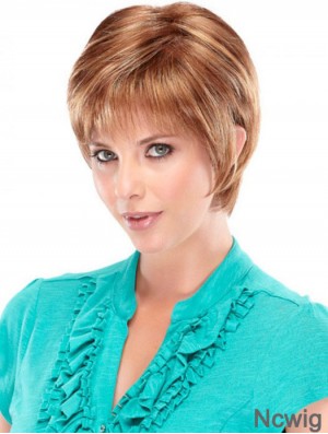 Layered Chin Length Straight Auburn 7 inch New Monofilament Wigs