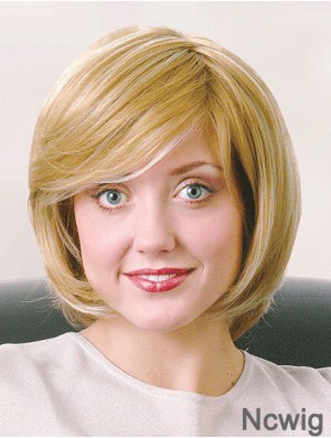 Bobs Chin Length Straight Blonde 12 inch Good Monofilament Wigs