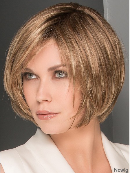 10 inch Chin Length 100% Hand-tied Brown Wig Bob Style