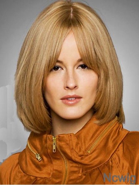 Wig Bob Style Chin Length Blonde Color Straight Style