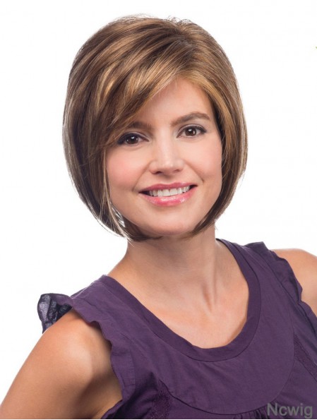 Straight Chin Length Brown 10 inch Lace Front Sleek Bob Wigs