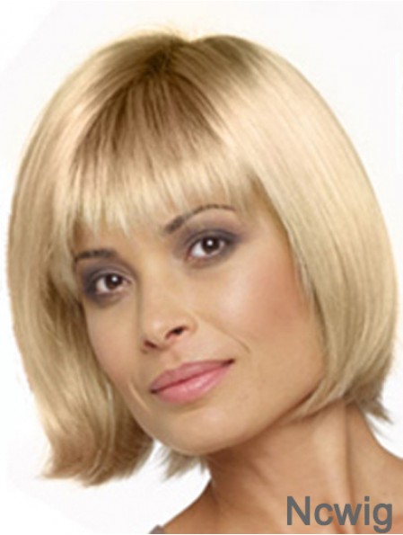 Straight Chin Length Blonde 10 inch Capless Suitable Bob Wigs
