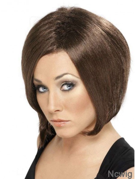 Capless Chin Length Straight Brown Designed Bob Wigs