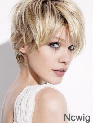 Short Blonde Wigs With Capless Straight Style Boycuts