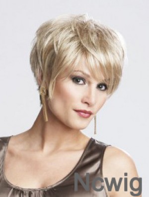 8 inch Sassy Straight Layered Blonde Short Wigs