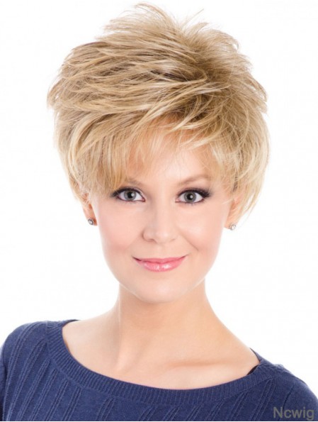 Layered Wavy Short Blonde Synthetic Capless Buy Wig
