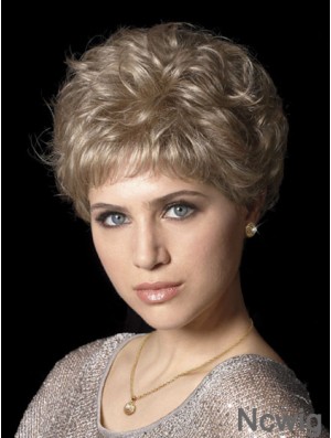 Hair Wigs With Synthetic Capless Wavy Style Cropped Length Boycuts