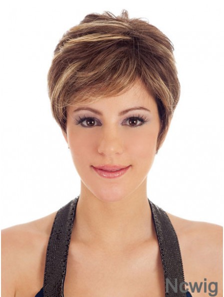 Boycuts Straight Brown Capless Trendy Short Wigs