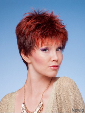 4 inch New Straight Boycuts Red Short Wigs