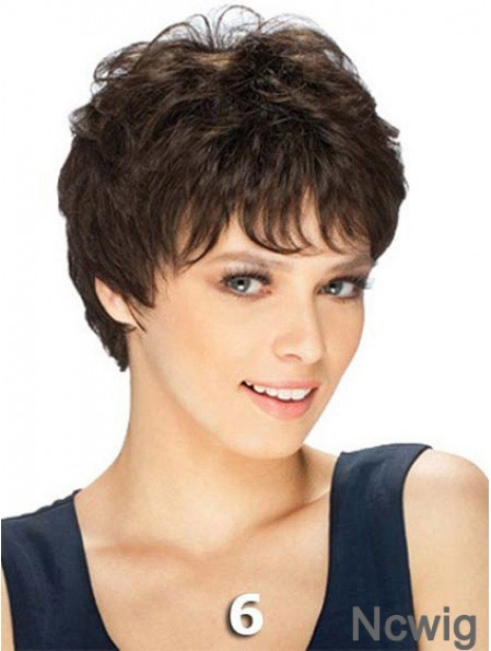 Boycuts Straight Brown Capless Durable Short Wigs