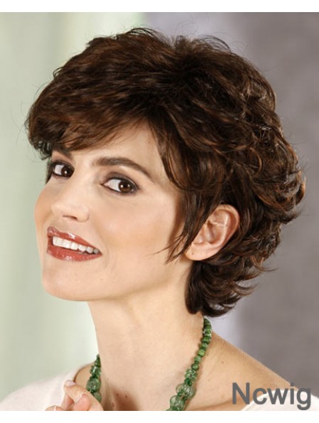 Curly Layered Cropped Sassy Brown Synthetic Wigs