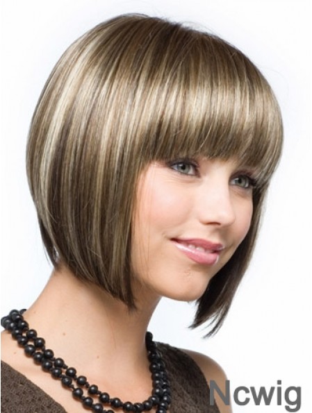 Bobs Straight Brown Capless Affordable Short Wigs