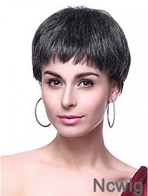 Boycuts Straight Black Capless Hairstyles Short Wigs