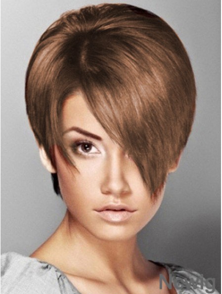 Boycuts Straight Brown Capless Soft Short Wigs