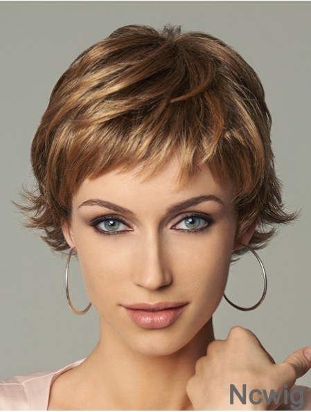 8 inch Style Wavy Layered Blonde Short Wigs
