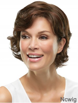 10 inch Fashionable Wavy Layered Brown Short Wigs